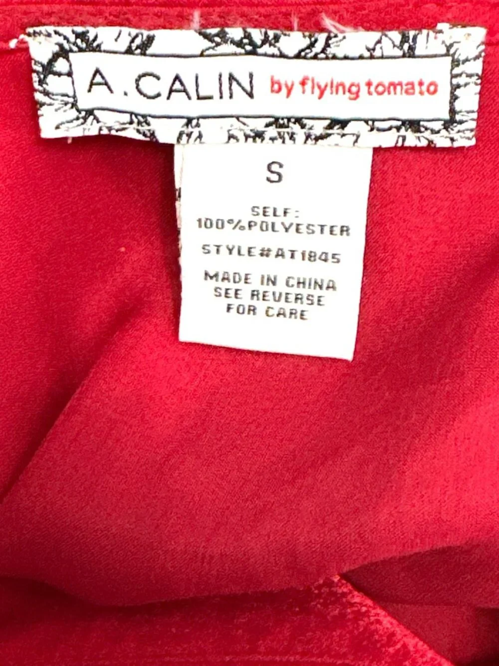 A Calin Size Sm Red Satin Wrap Blouse Peplum Balloon Sleeve Holiday Glamcore Top - Picture 9 of 10